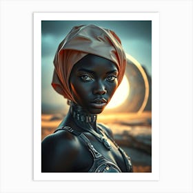 African Beauty by a Desert Portal Poster