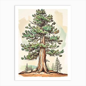 Sequoia Tree Storybook Illustration 1 Art Print
