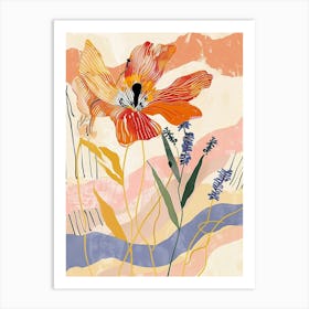 Colourful Flower Illustration Cosmos 1 Art Print