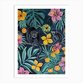 Tropical Jungle Monkeys Art Print