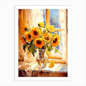 Sunflowers by the Windowsill Art Print