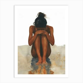 Naked Woman In Water Art Print