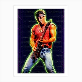 Bruce Springsteen Neon  Art Print