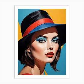 Woman Portrait With Hat Pop Art (44) Art Print
