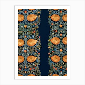 William Morris Oranges On A Blue Background Art Print