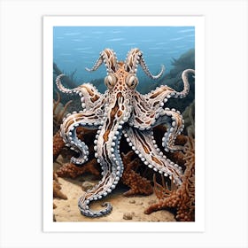 Mimic Octopus Illustration 10 Art Print