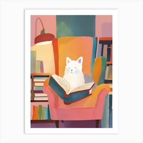 Cat Reading A Book 1 Art Print