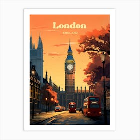 London England Sunset Travel Art Illustration Art Print