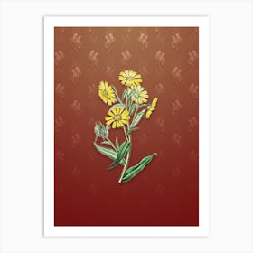 Vintage Madia Flower Botanical on Falu Red Pattern n.0282 Art Print