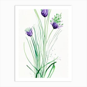 Chives Herb Minimalist Watercolour Art Print