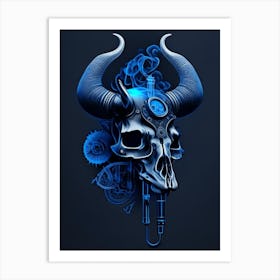 Animal Skull Blue Stream Punk Art Print