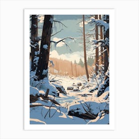 Winter Forest Landscape Illustration 1 Art Print