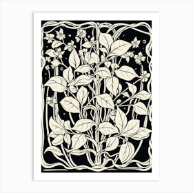 B&W Plant Illustration Tradescantia Tricolor Art Print