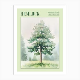 Hemlock Tree Atmospheric Watercolour Painting 3 Poster Art Print