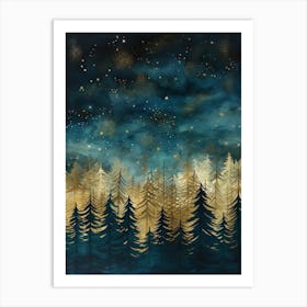 Teal And Gold 2 Art Print