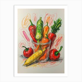 Colorful Vegetables In A Glass Art Print