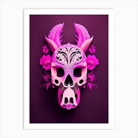 Animal Skull Pink 3 Mexican Art Print