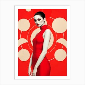 Red Dress Women Illustration Art Print