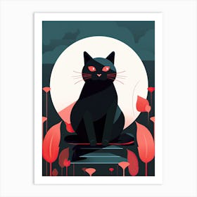 Black Cat Vampire Art Print