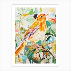 Colourful Bird Painting Hermit Thrush 1 Art Print