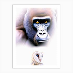 Gorilla and owl spirit animal Art Print