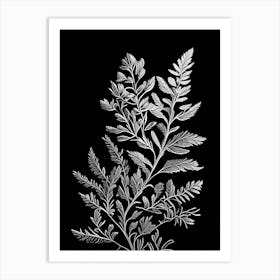 Thyme Leaf Linocut 4 Art Print