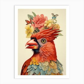 Bird With A Flower Crown Cardinal 3 Art Print