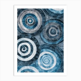 Blue And White Swirls Art Print