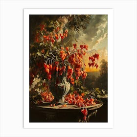 Baroque Floral Still Life Bleeding Hearts Dicentra 6 Art Print