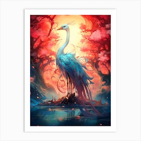 Blue Stork Art Print