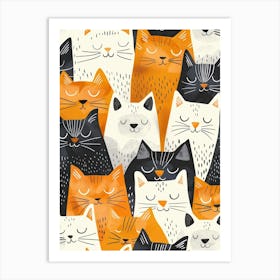 Repeatable Artwork With Cute Cat Faces 10 Art Print