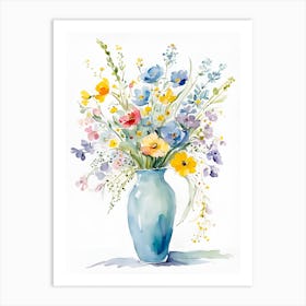 Watercolor flowers vase Art Print