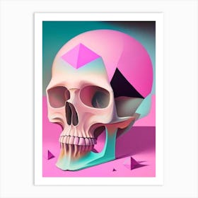 Skull With Surrealistic Elements 1 Pink Paul Klee Art Print