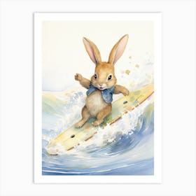 Bunny Surfing Rabbit Prints Watercolour 1 Art Print