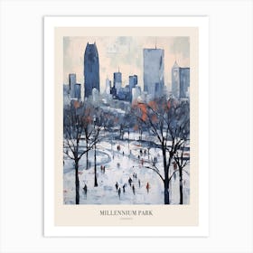 Winter City Park Poster Millennium Park Chicago 3 Art Print