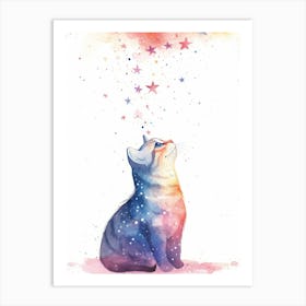 Starry Sky Cat Art Print