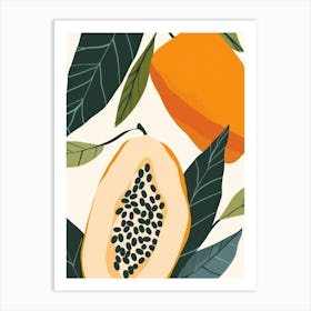 Papaya Close Up Illustration 5 Art Print