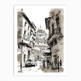 Sketch Of A City Street Art Print