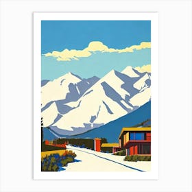 Serre Chevalier, France Midcentury Vintage Skiing Poster Art Print