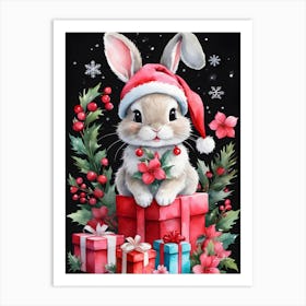 Little Christmas Bunny Gifts Art Print