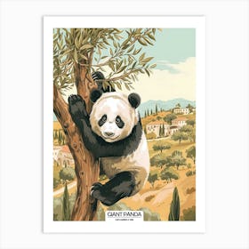 Giant Panda Climbing A Tree Poster 1 Art Print