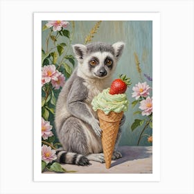 Ice Cream Cone Lemur no1 Art Print