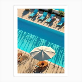 Umbrellas Swimming Pool Aerial View Art Print