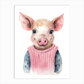 Baby Animal Watercolour Pig 2 Art Print