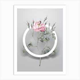 Vintage Anemone Sweetbriar Rose Minimalist Botanical Geometric Circle on Soft Gray n.0001 Art Print