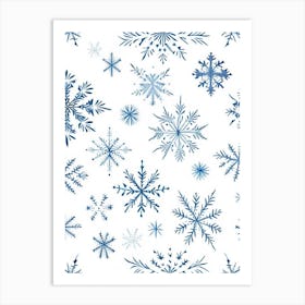 Pattern, Snowflakes, Pencil Illustration 3 Art Print