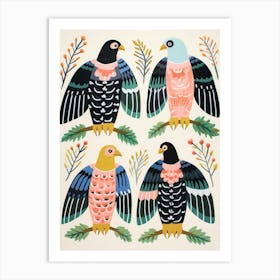 Folk Style Bird Painting Bald Eagle 3 Art Print