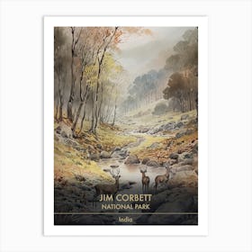 Jim Corbett National Park India Watercolour 2 Art Print