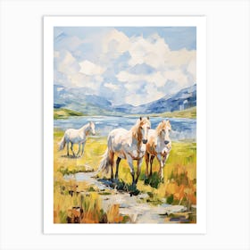 Horses Painting In Lake District, New Zealand 2 Art Print
