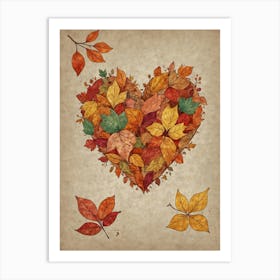 Autumn Leaves Heart 2 Art Print